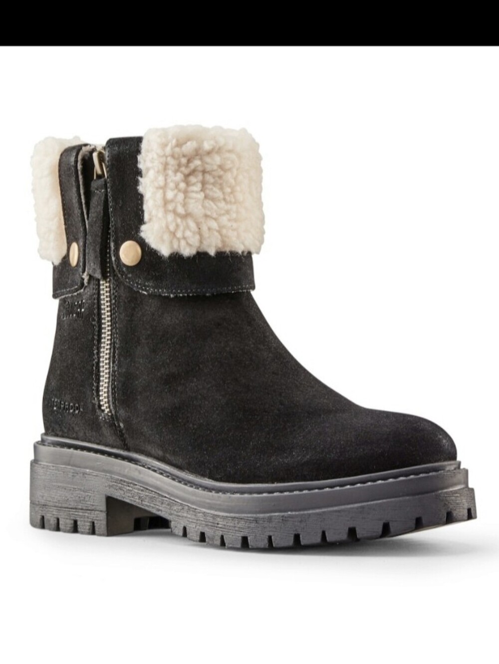 Cougar Women's Black Suede Shearling-Trim Ankle Boot Size EU40 8.5